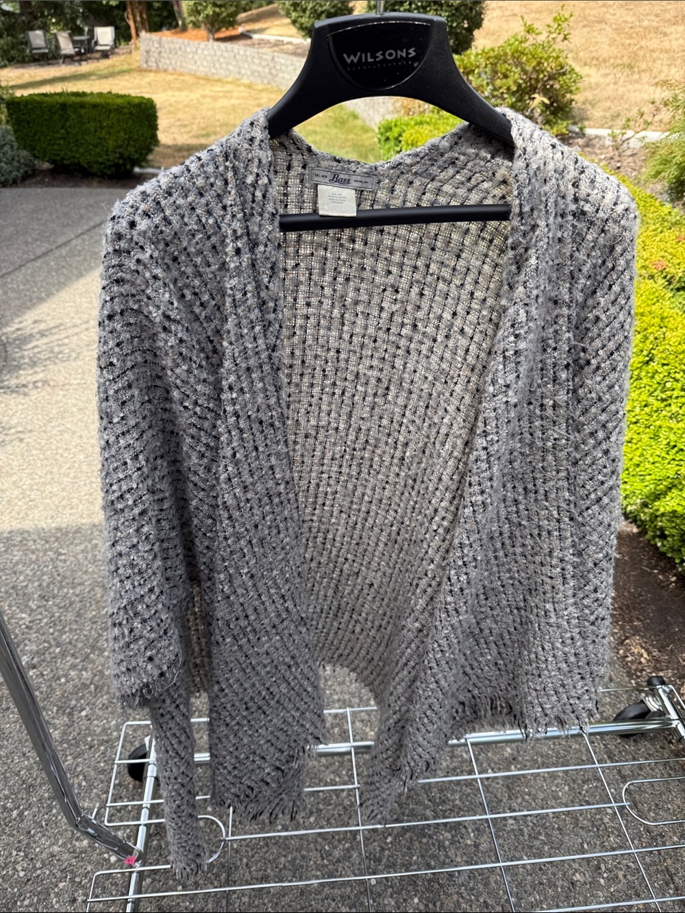 Bass Heather Gray Open-Front Knit Cardigan